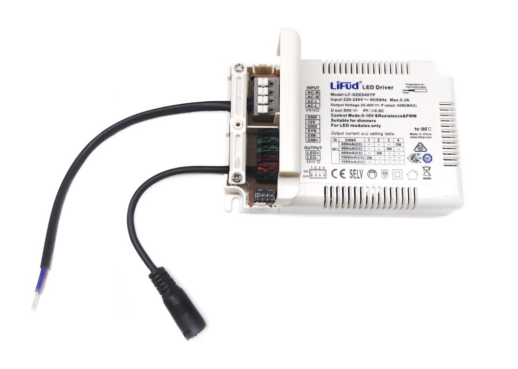 Stmívatelný napájecí led zdroj Lifud 42W pro světla a led panely s nastavitelným proudem